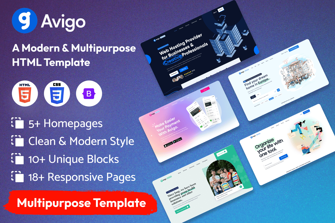 Avigo - Template Website Serbaguna untuk Bisnis Modern