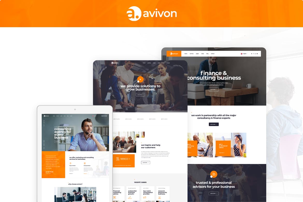 Avivon - Template Website Konsultasi Bisnis & Keuangan yang Murni