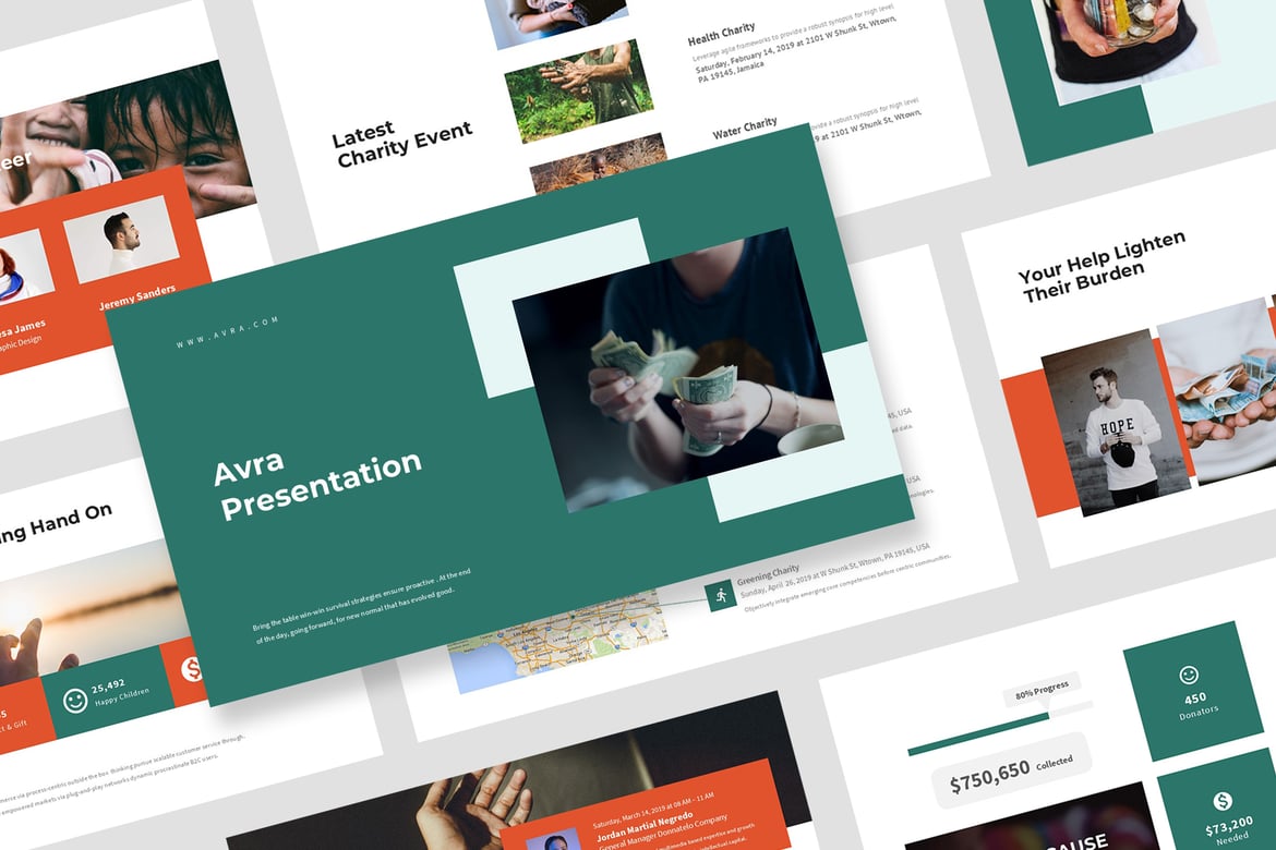 Avra: Template PowerPoint Penggalangan Dana yang Menarik