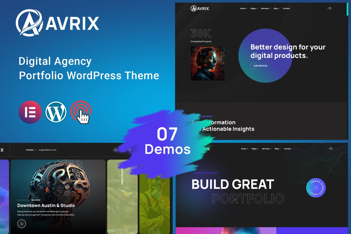 Avrix - Tema WordPress untuk Agensi Digital dan Portofolio Kreatif