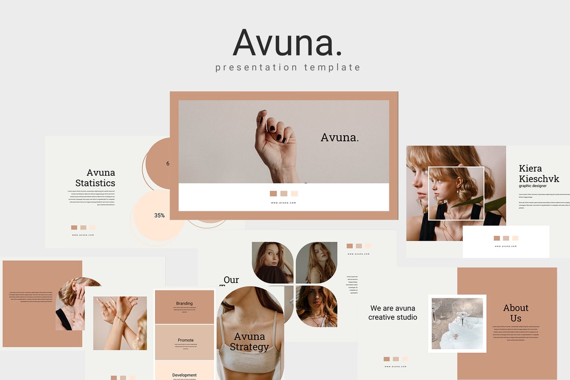 Template Powerpoint Avuna untuk Fotografi yang Menarik