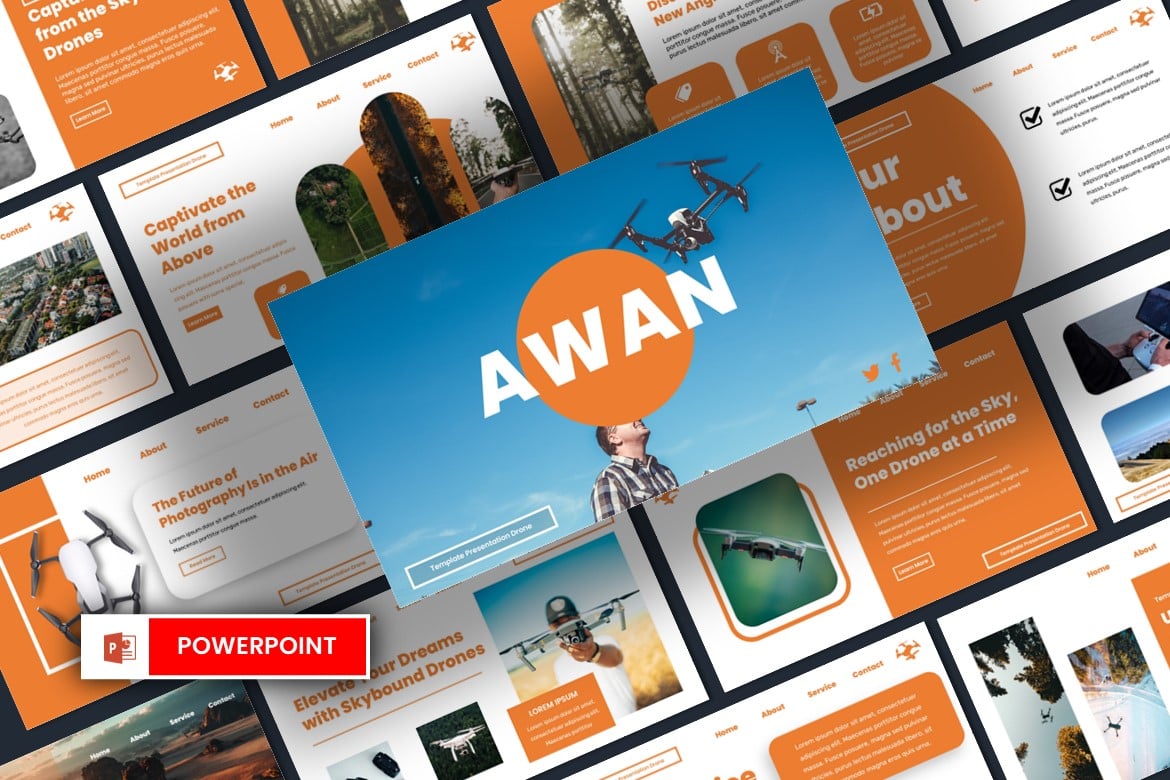 Awan - Template Powerpoint Fotografi Udara & Drone yang Modern