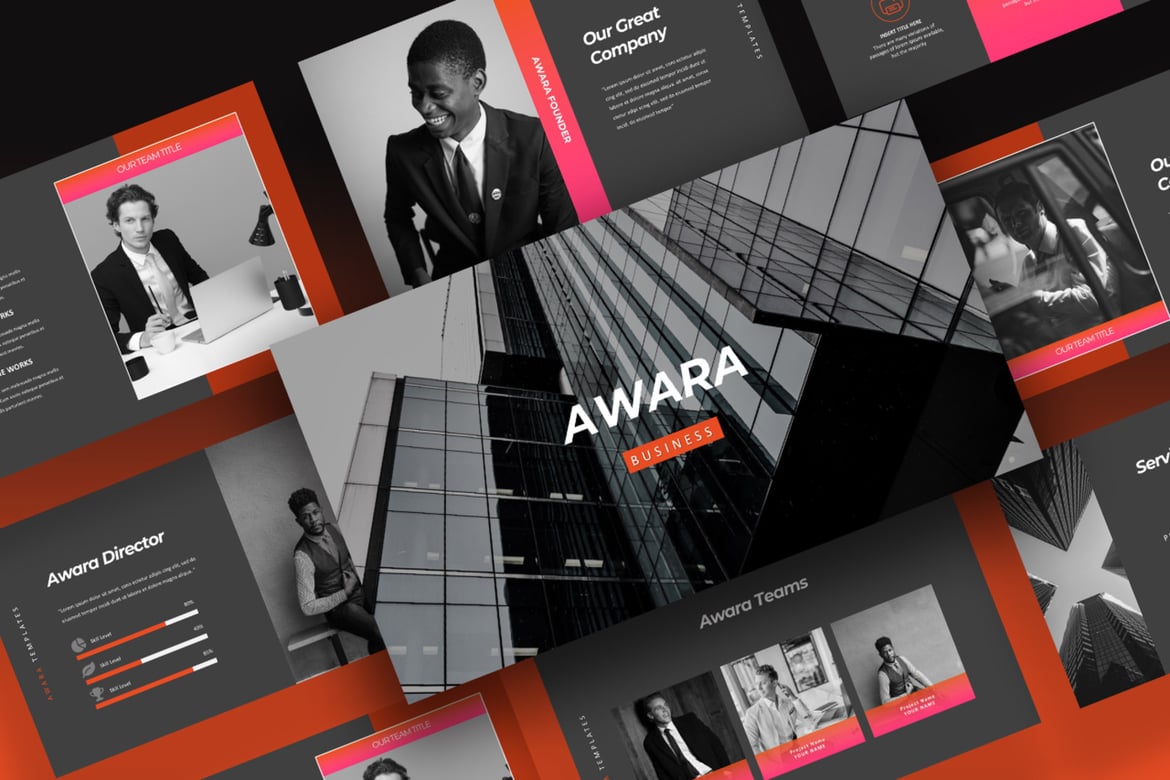 Template Presentasi PowerPoint Awara yang Modern dan Minimalis