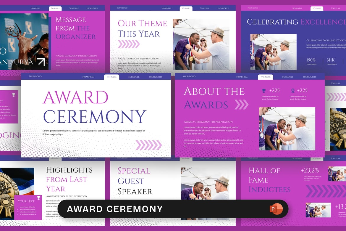 Template PowerPoint Upacara Penghargaan yang Elegan dan Profesional