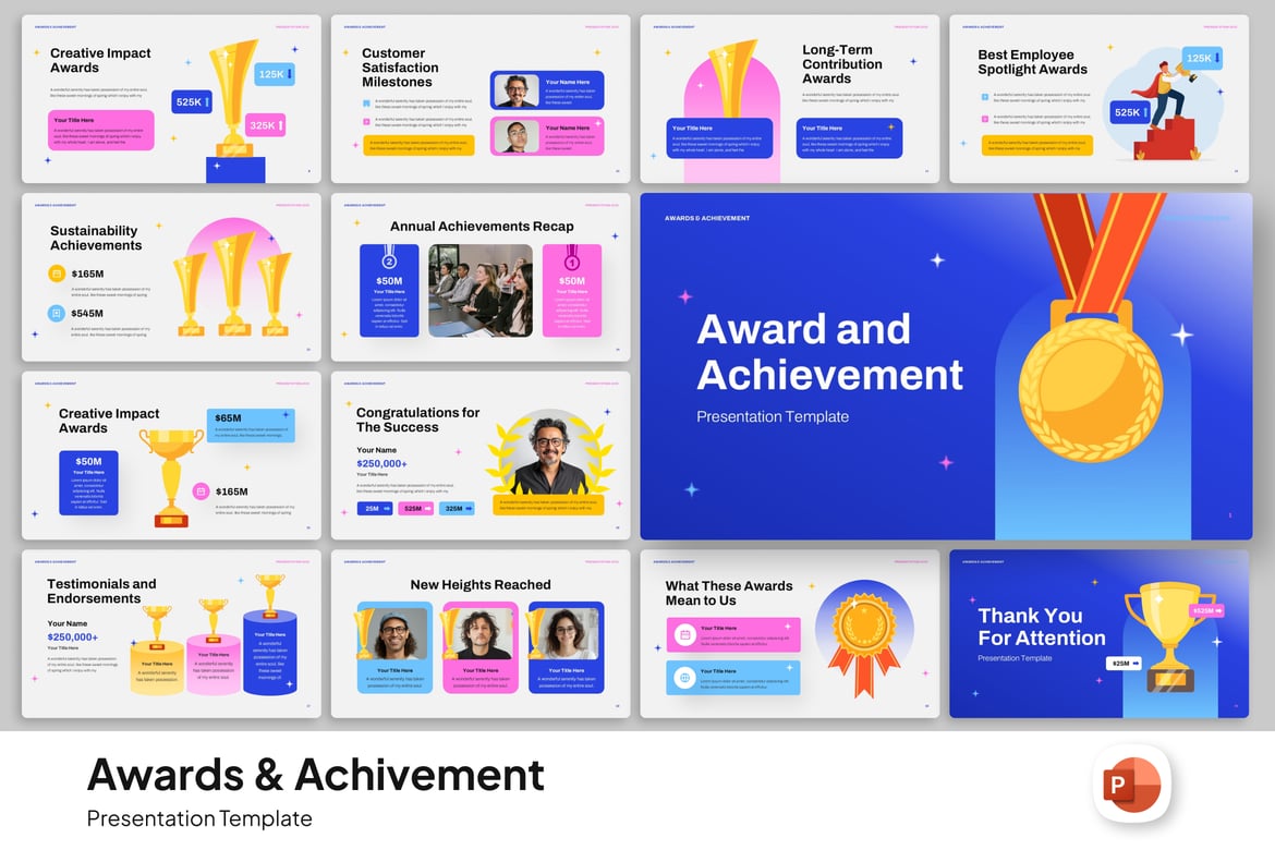 Template PowerPoint untuk Penghargaan dan Prestasi yang Menarik