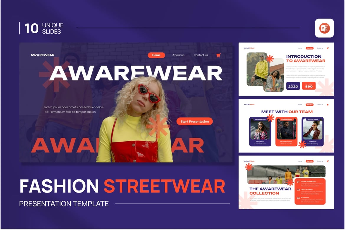 Template Presentasi PowerPoint Awarewear StreetWear yang Stylish