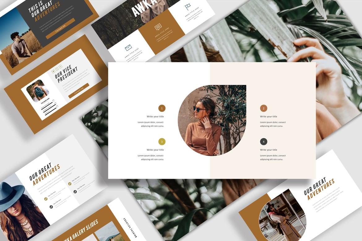 Template Presentasi PowerPoint Awka Fashion yang Kreatif dan Modern