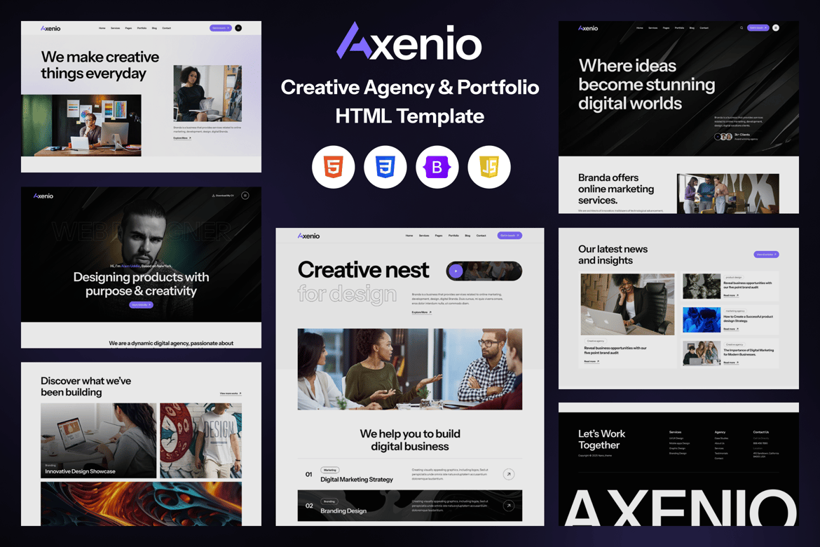 Axenio - Template Website Kreatif untuk Agensi dan Portofolio
