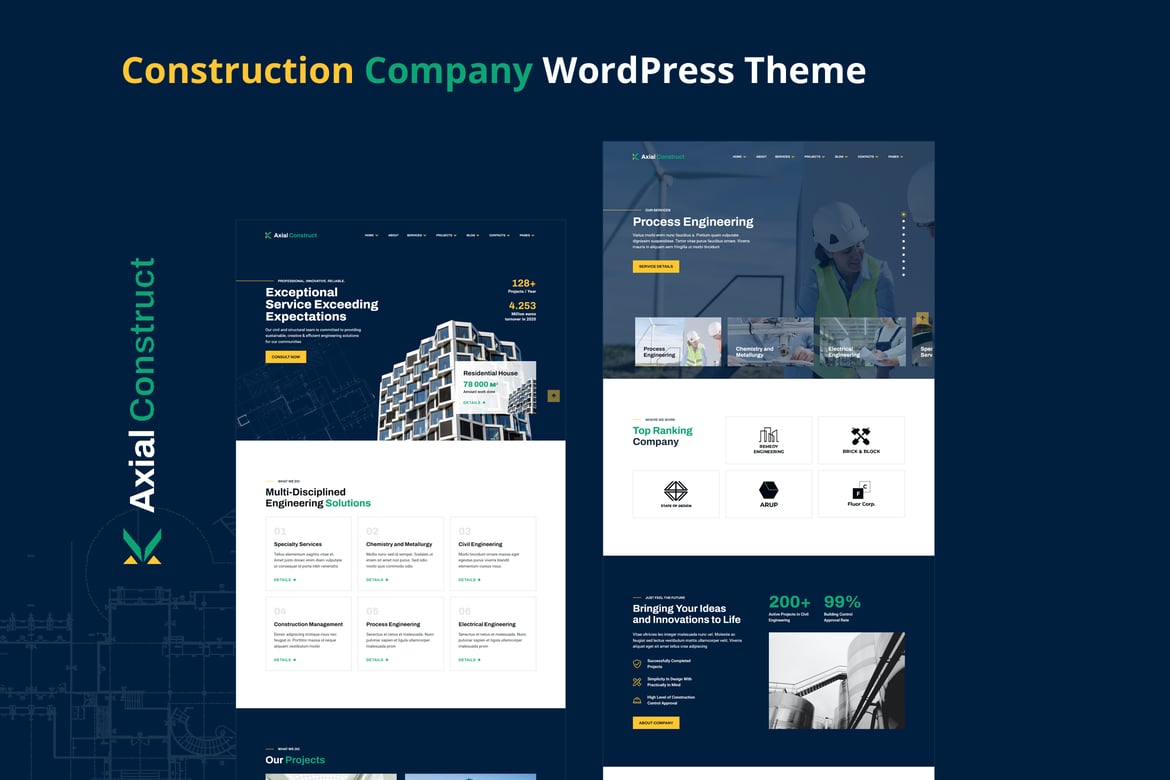Axial – Tema WordPress untuk Perusahaan Konstruksi yang Modern