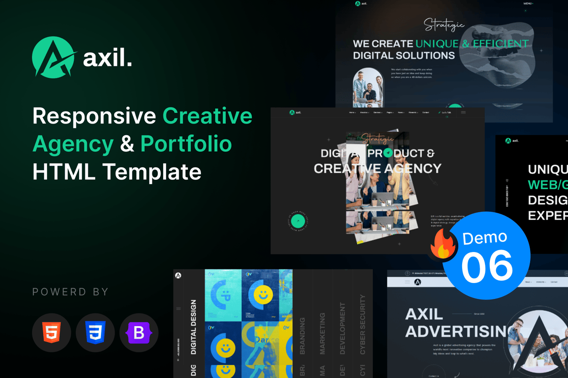 Axil - Template Website Portofolio Kreatif yang Menawan