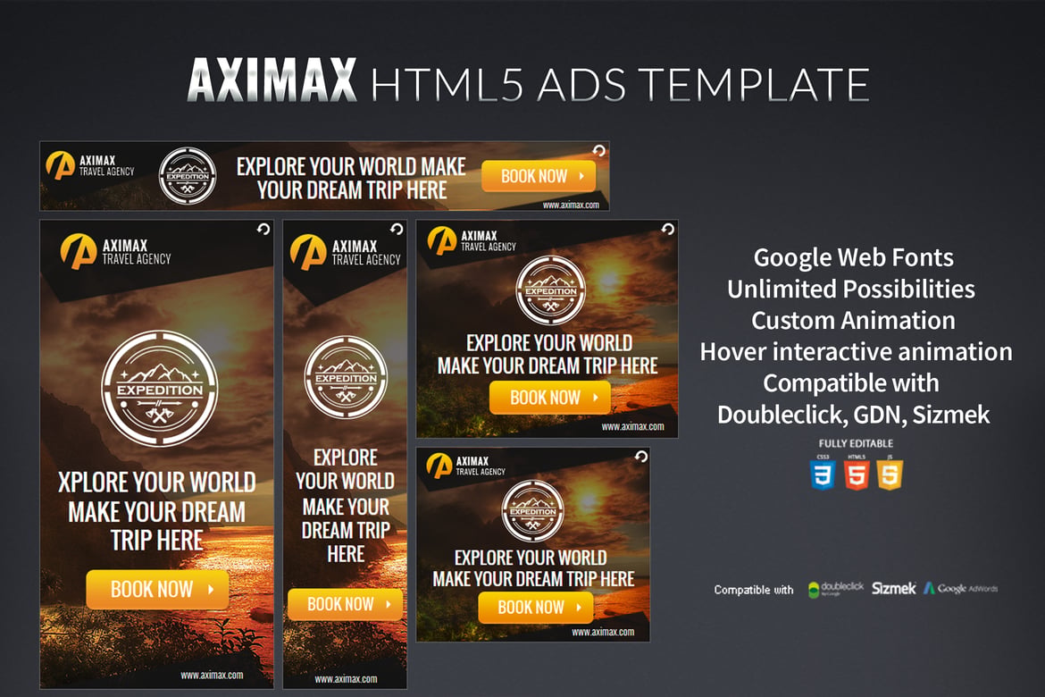 Template Banner HTML5 Aximax yang Menarik dan Responsif