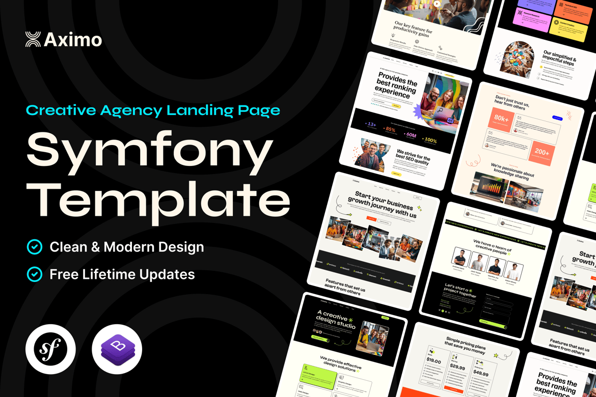 Aximo - Template Website Symfony Kreatif untuk Agensi Digital