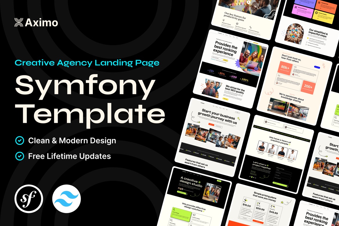 Aximo - Template Website Kreatif Symfony untuk Agensi Digital