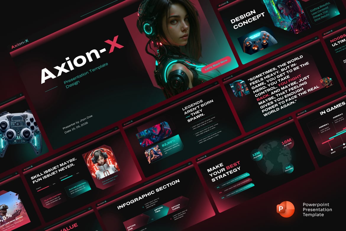 Template Presentasi Gaming Axion-X yang Menarik dan Profesional