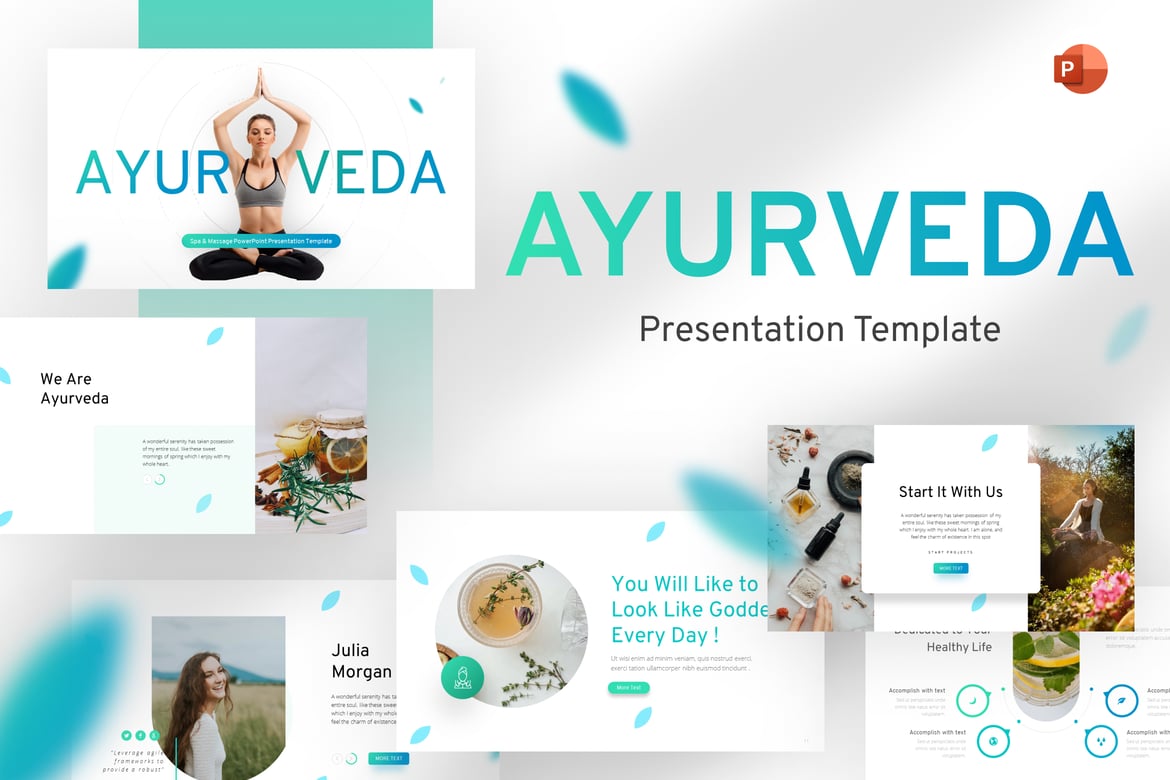 Template PowerPoint Kesehatan Ayurveda yang Menarik