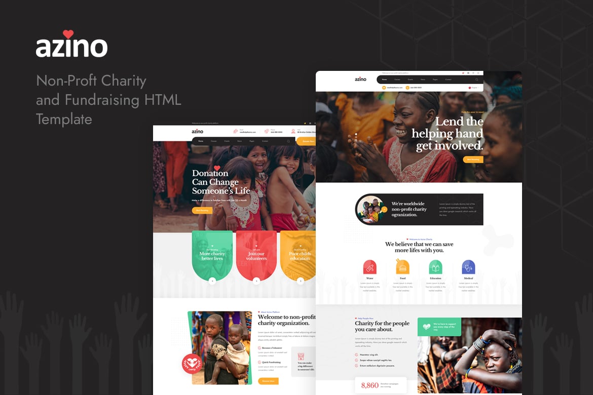 Azino - Template Website Amal Modern untuk Organisasi Nonprofit