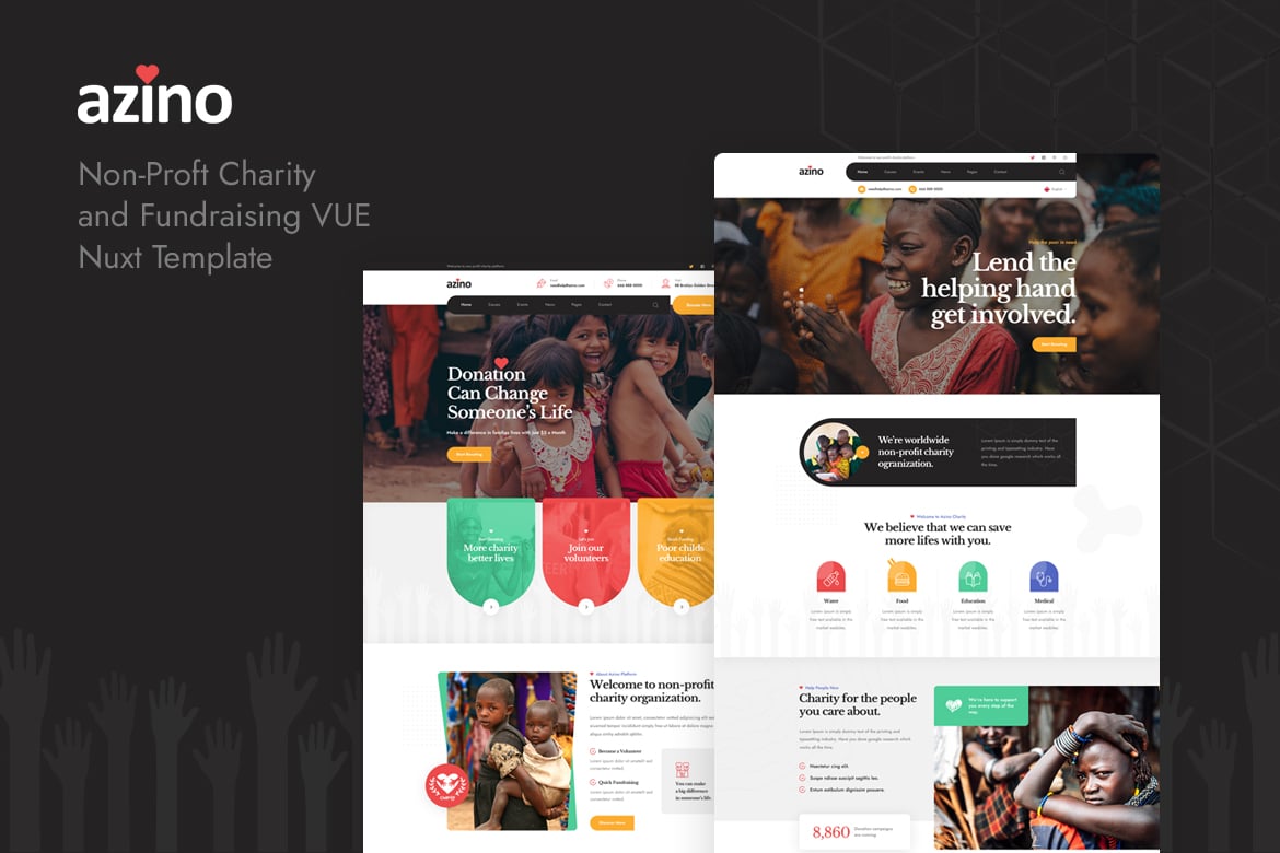 Azino - Template Website Amal Nonprofit Modern dan Berwarna