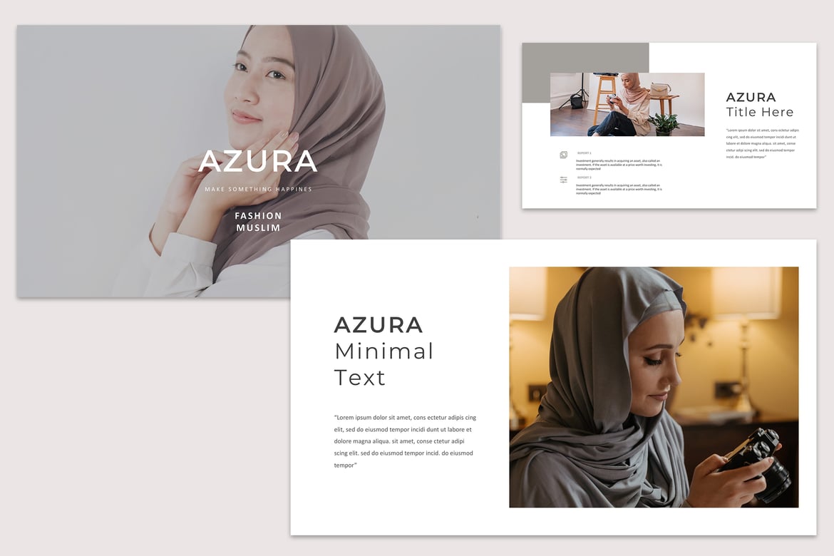 Template Presentasi PowerPoint Fashion Muslim Azura yang Elegan