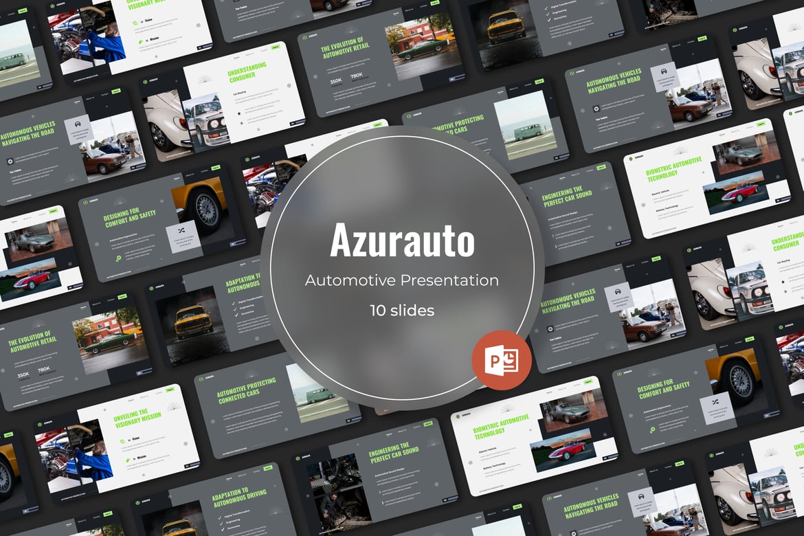 Template Presentasi Otomotif Azurauto yang Memukau