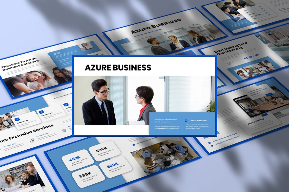 Template Presentasi Bisnis Azure - PowerPoint yang Menarik dan Profesional