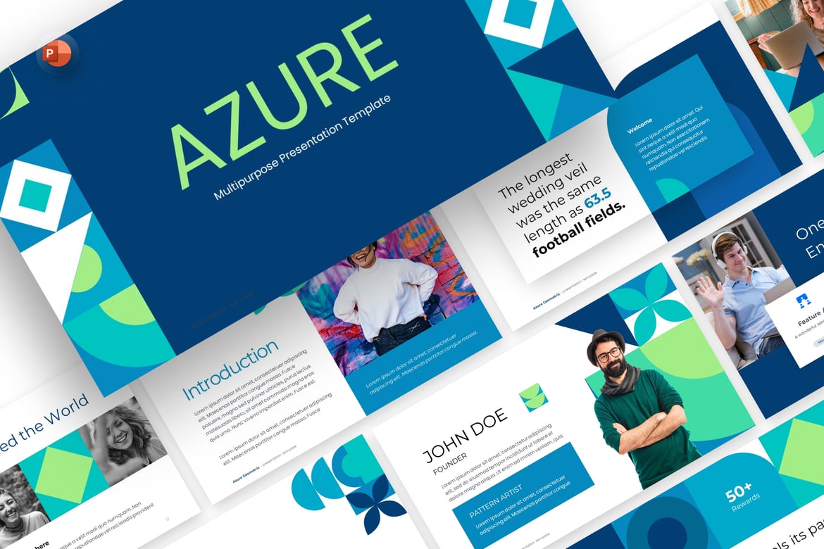 Template PowerPoint Serbaguna Azure yang Menarik