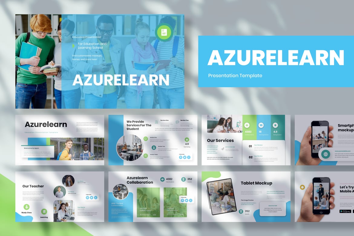 Template Presentasi Pendidikan Azurelearn - PowerPoint yang Menarik