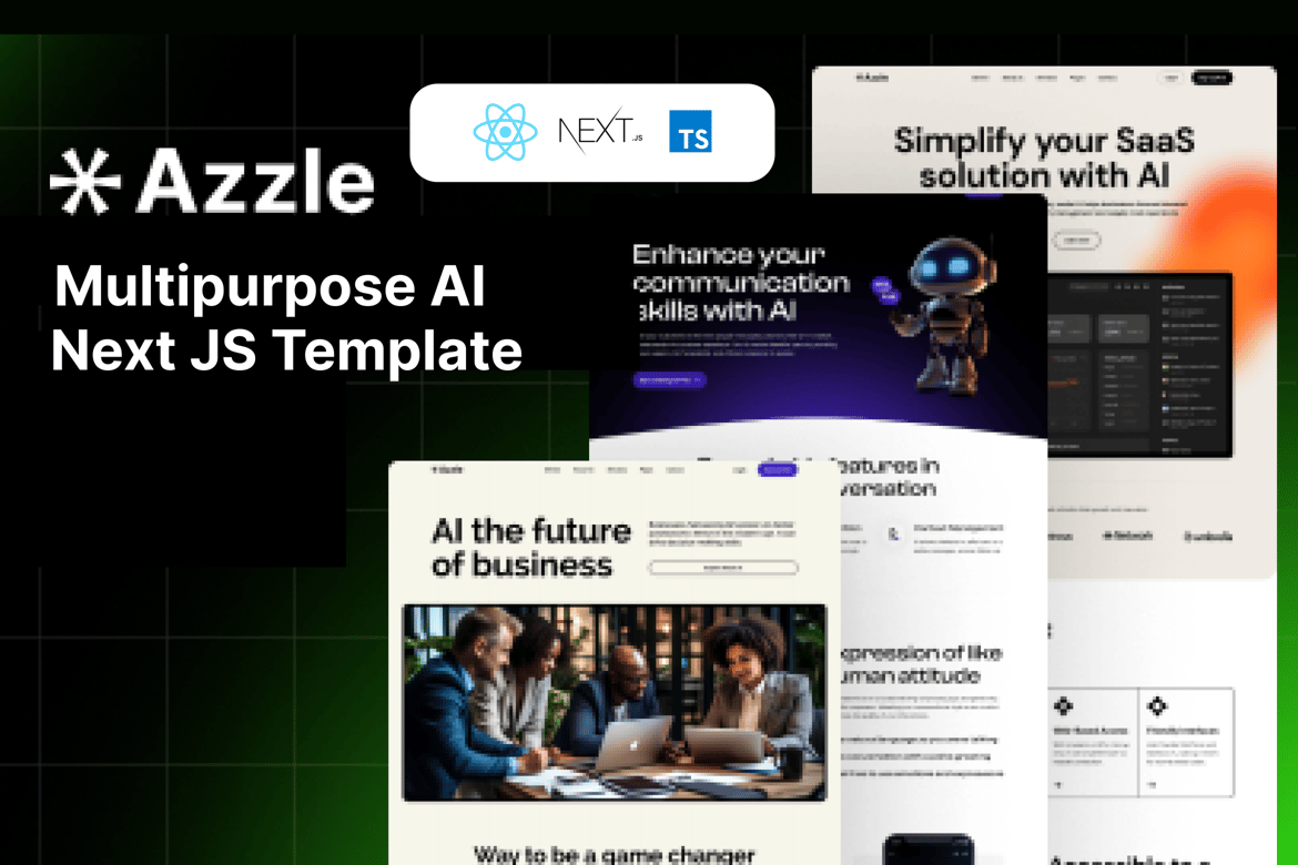 Azzle - Template Website Startup Bisnis Berbasis AI dan Teknologi Next JS