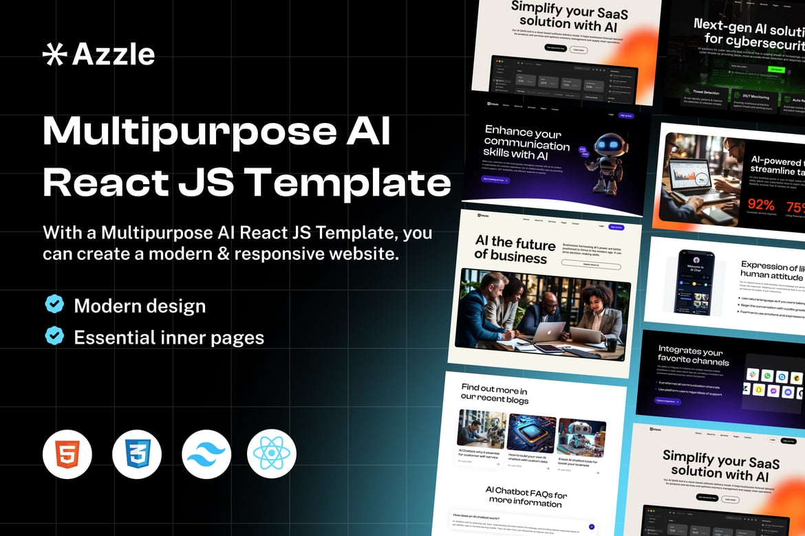 Azzle - Template Website React Modern dan Profesional