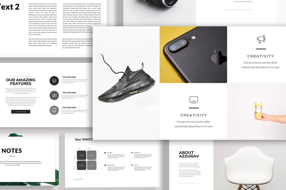 Template Presentasi PowerPoint Azzurav Minimal yang Modern