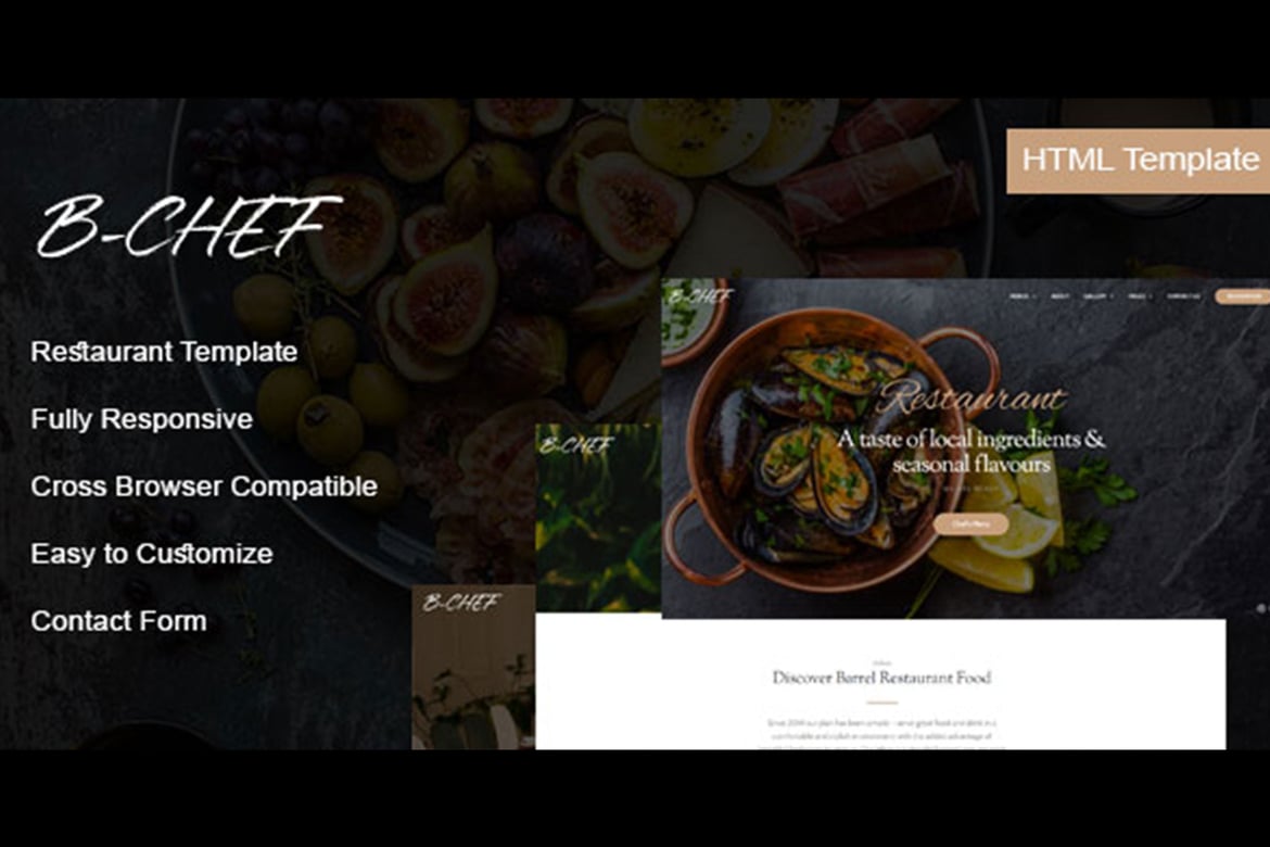 Template Website Restoran B-Chef yang Elegan dan Modern