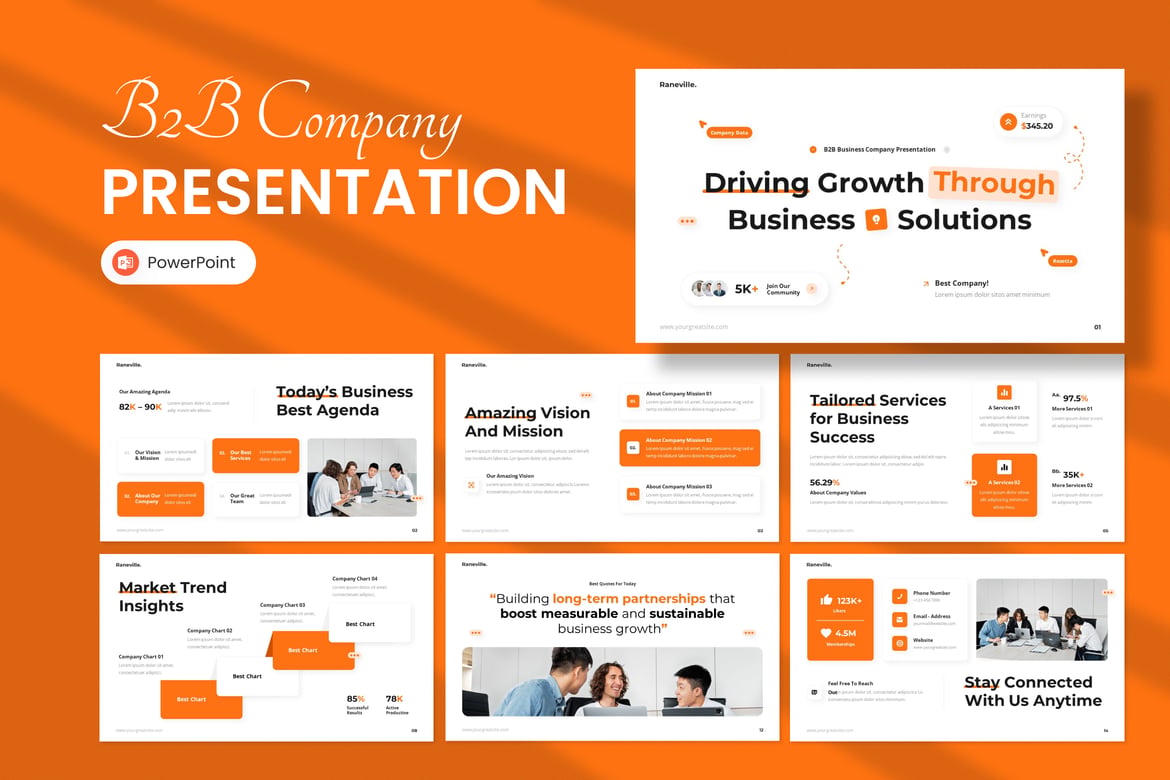 Template Presentasi PowerPoint Perusahaan B2B yang Profesional dan Menarik