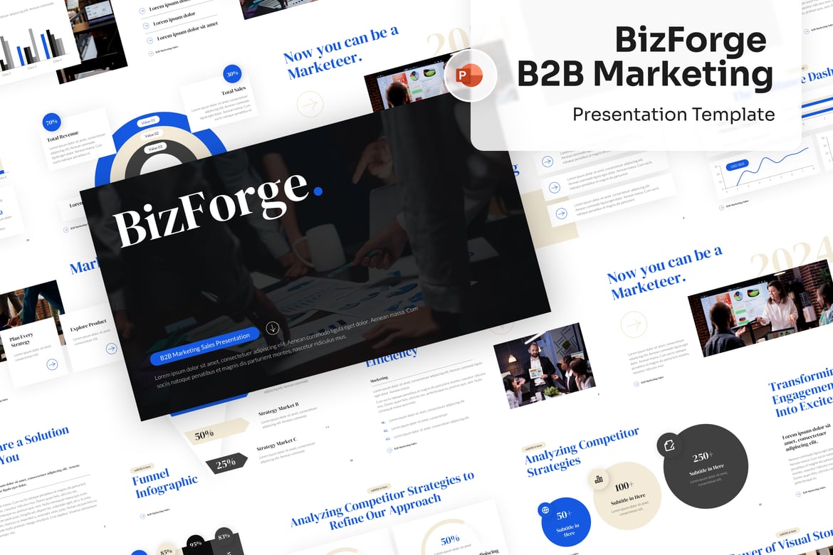 Template PowerPoint Pemasaran B2B yang Menarik