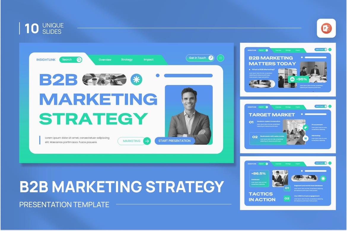 Template PowerPoint Strategi Pemasaran B2B yang Menarik