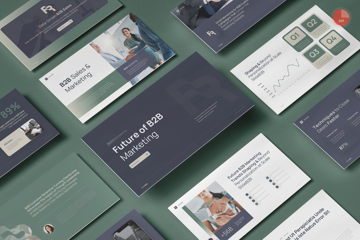 Template PowerPoint untuk Penjualan & Pemasaran B2B yang Menarik