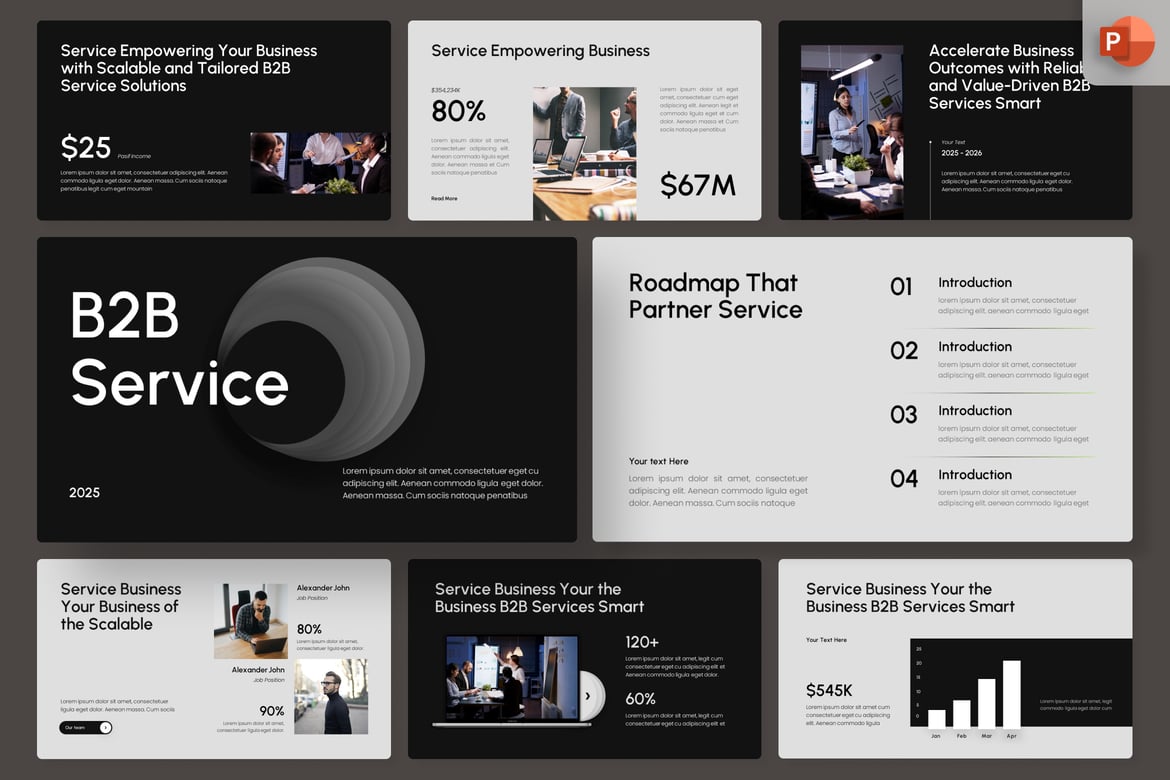 Template PowerPoint Profesional untuk Layanan B2B yang Elegan