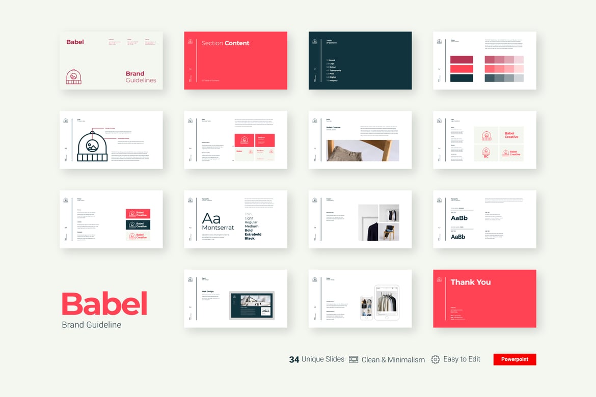 Template Presentasi PowerPoint Babel - Panduan Merek yang Modern dan Fleksibel