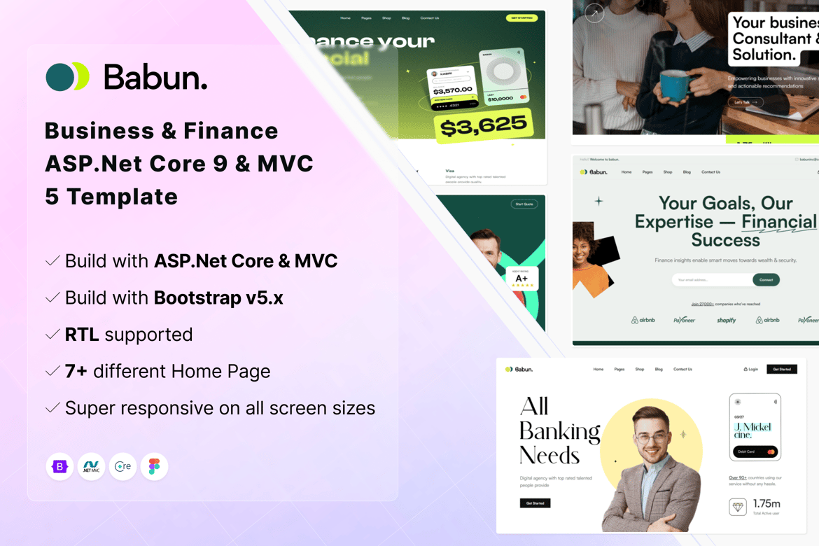 Babun - Template Website Bisnis & Keuangan ASP.Net MVC yang Modern
