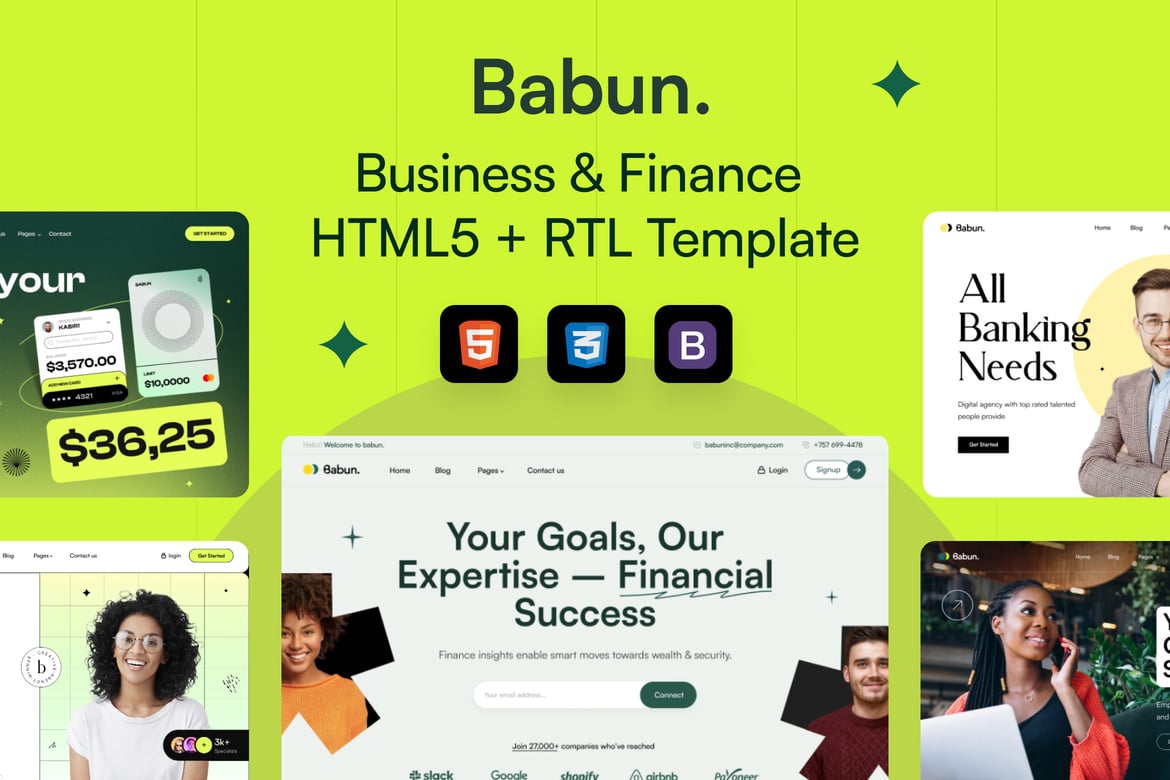 Babun - Template Website Bisnis & Keuangan HTML5 dengan RTL