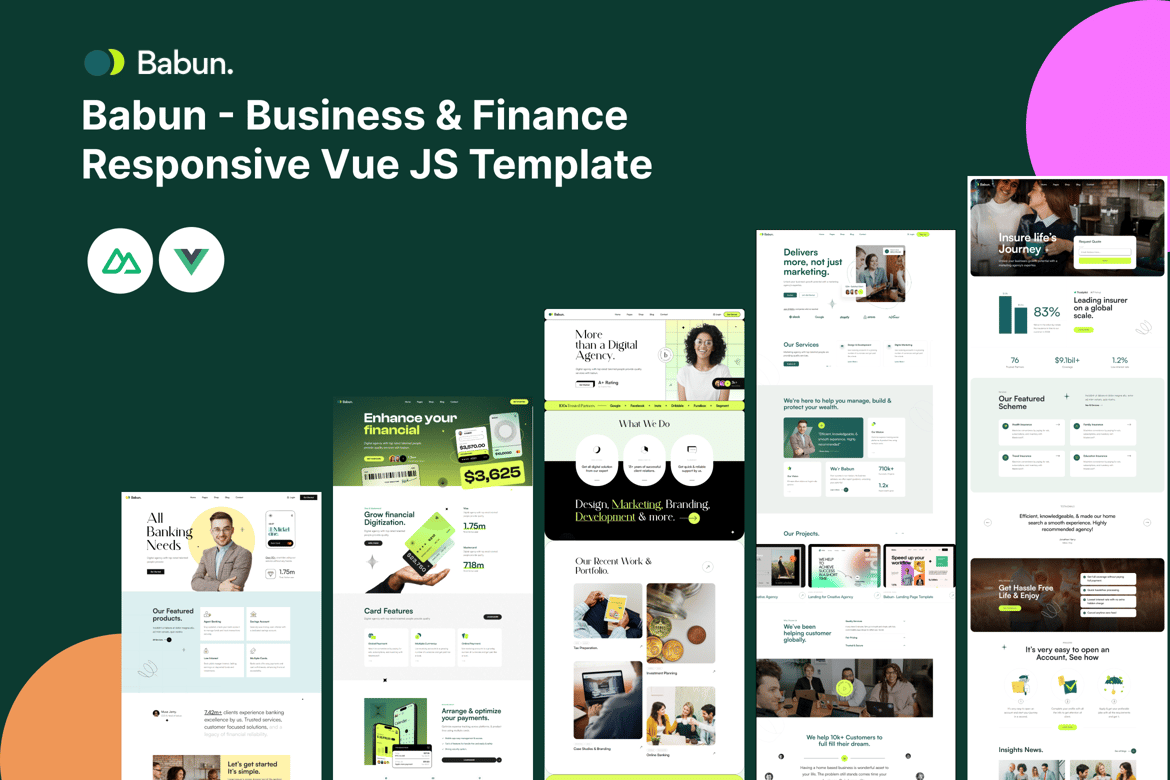 Babun - Template Website Bisnis & Keuangan Responsif Vue JS