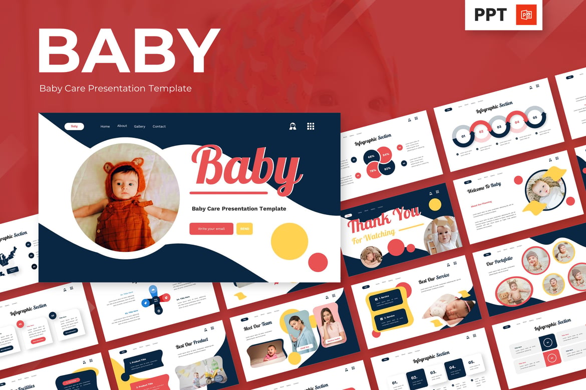 Template PowerPoint Perawatan Bayi yang Menawan