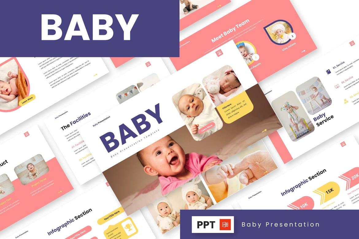 Template Powerpoint Bayi yang Menawan untuk Presentasi Anda