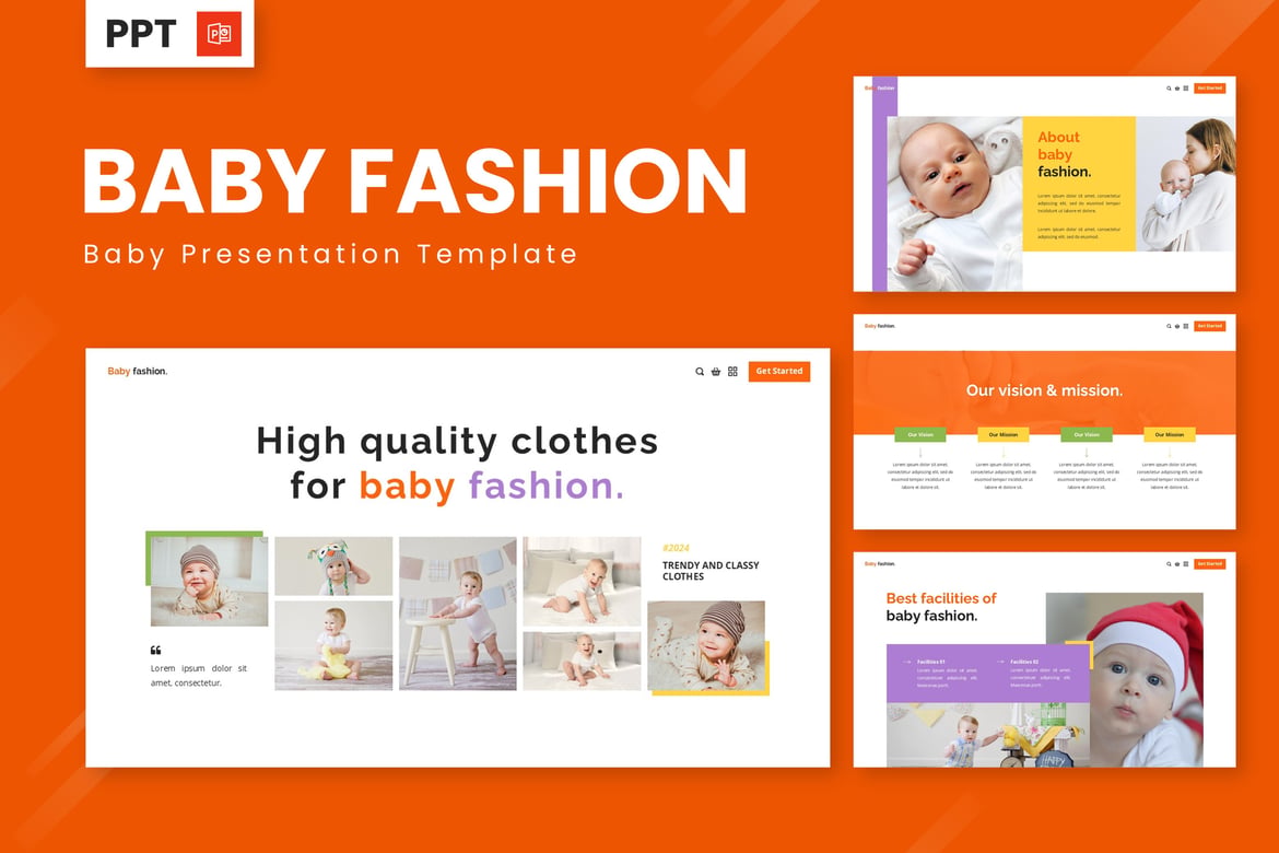 Template PowerPoint Fashion Bayi yang Menarik dan Stylish