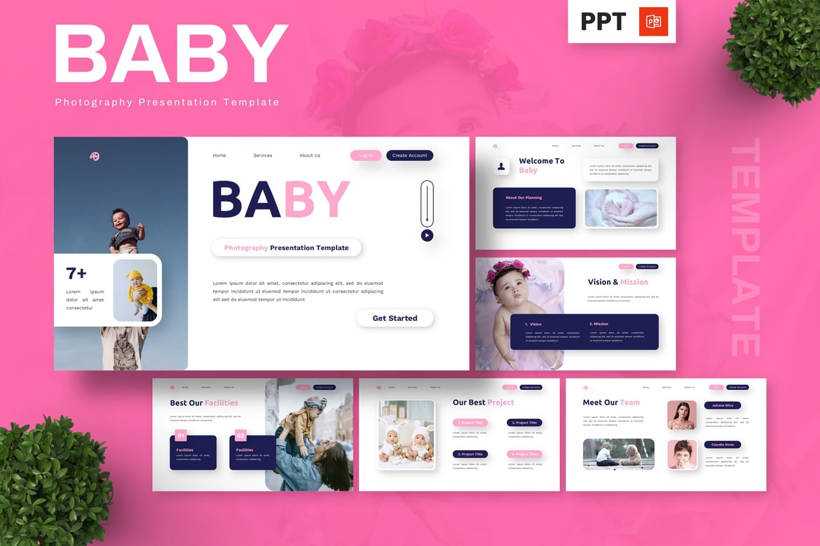 Template Presentasi PowerPoint untuk Fotografi Bayi yang Menawan