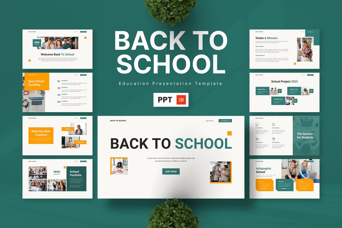 Template Powerpoint Edukasi untuk Kembali ke Sekolah yang Menarik