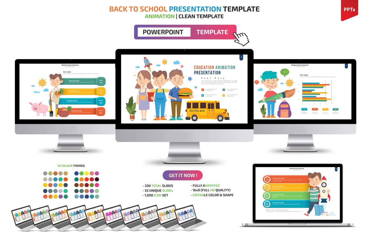 Template Presentasi PowerPoint Kembali ke Sekolah yang Menarik
