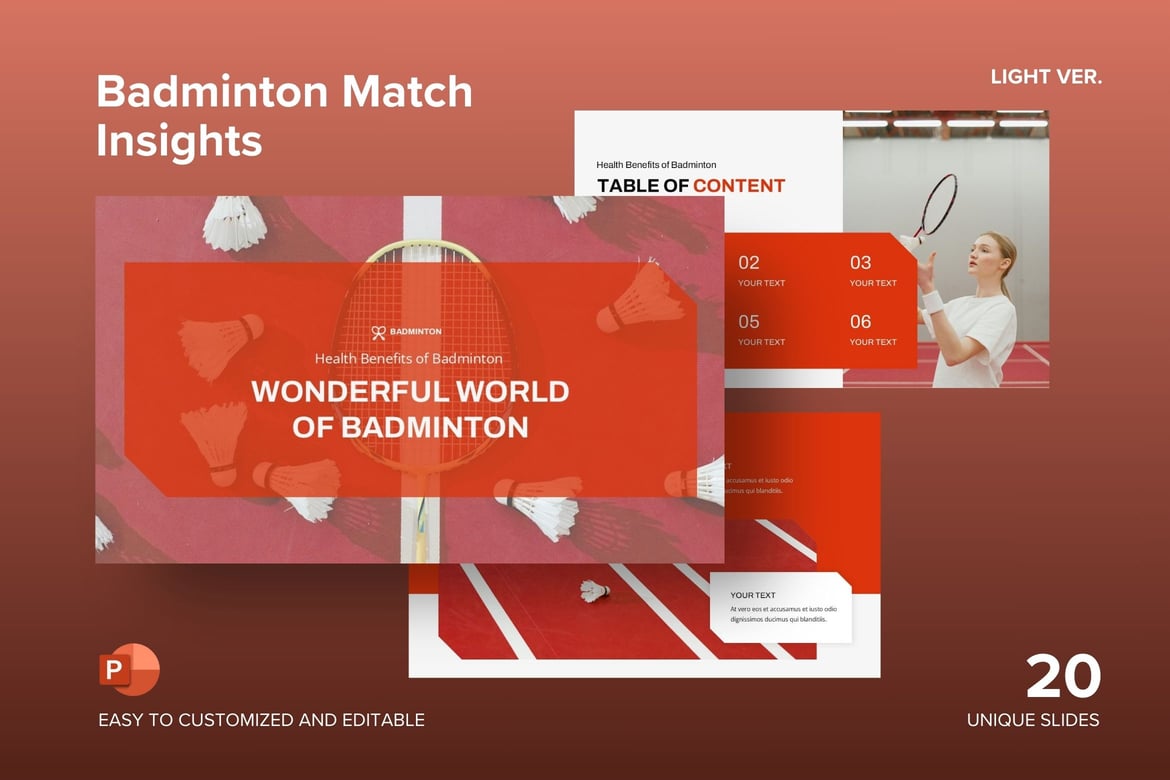 Template Presentasi Powerpoint Insight Pertandingan Badminton yang Menarik