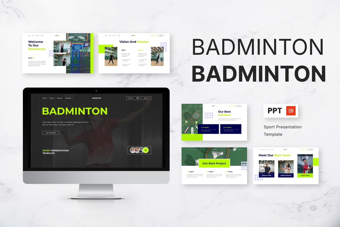 Template Presentasi Powerpoint Badminton yang Kreatif dan Menarik