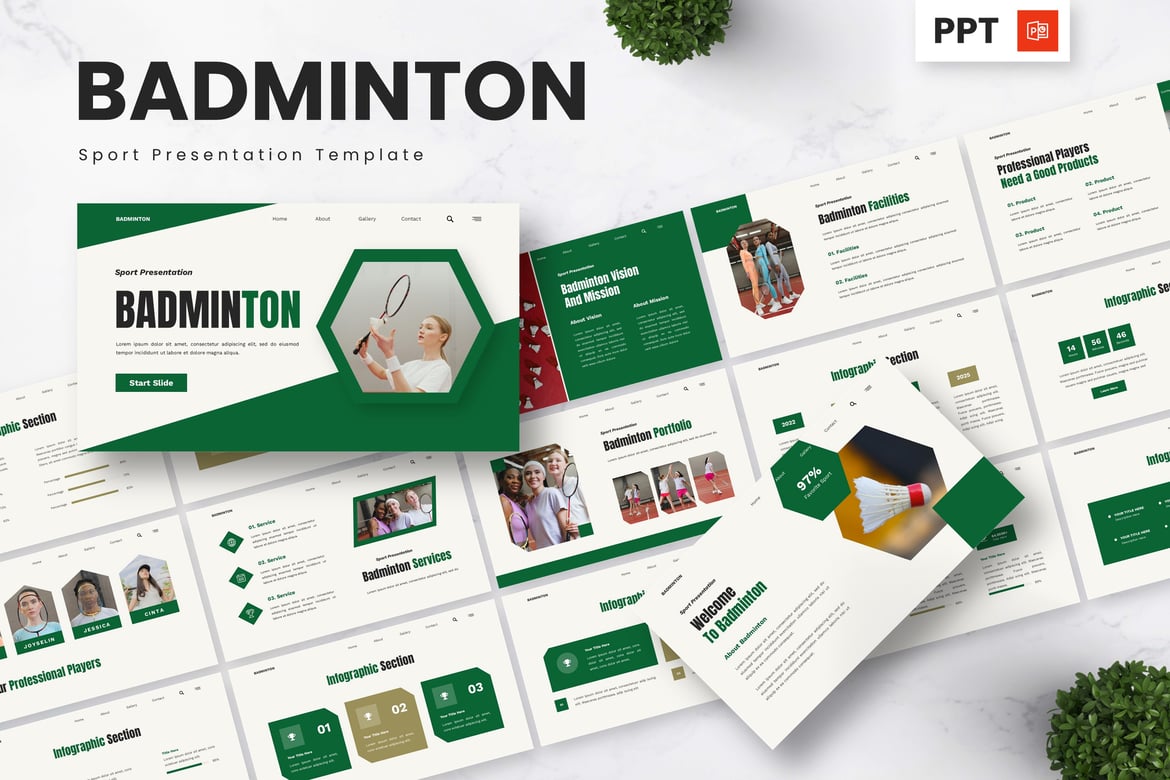 Template PowerPoint Badminton yang Menarik dan Profesional