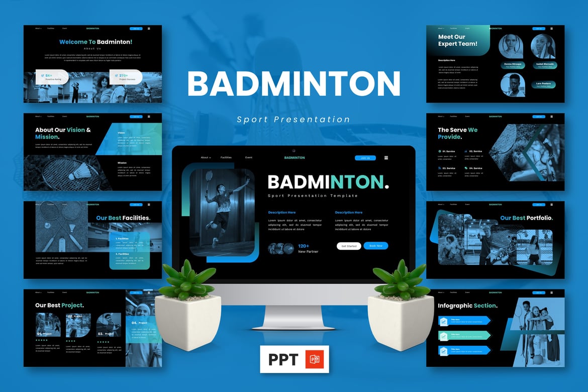 Template Powerpoint Badminton yang Menarik untuk Presentasi Olahraga