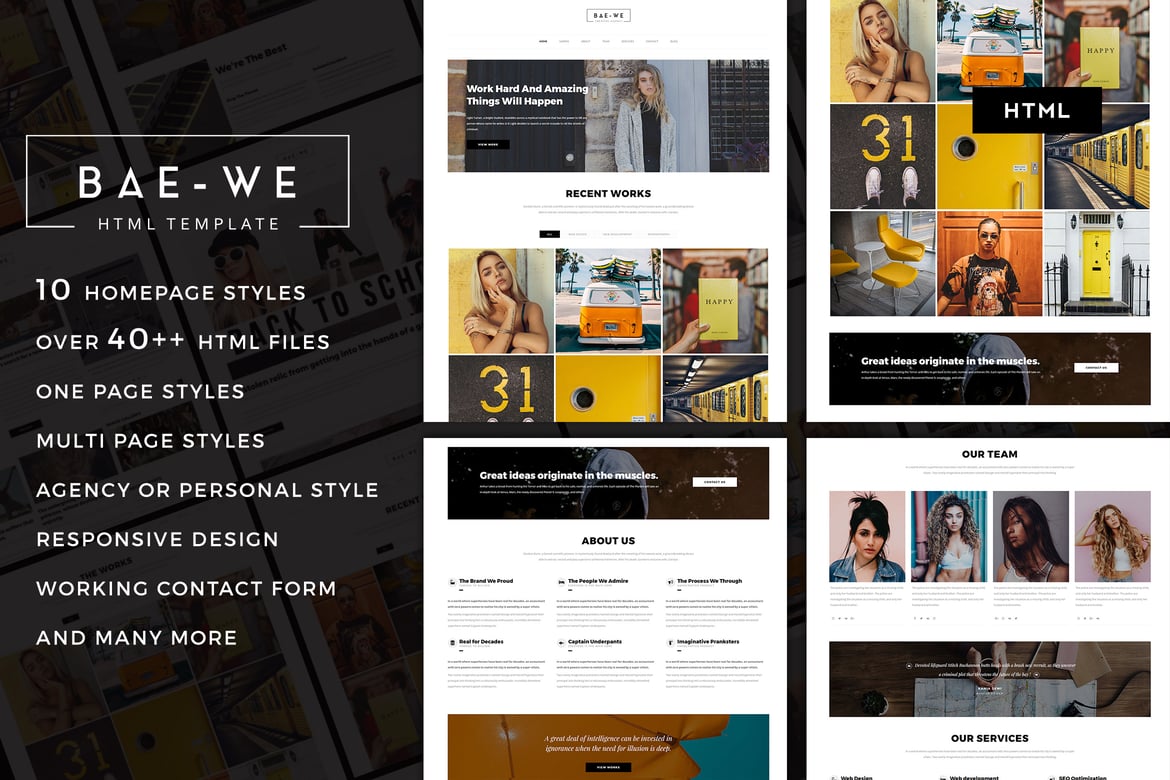 Template Website Portofolio Baewe yang Kreatif dan Responsif